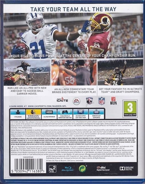 Madden NFL 17 - PS4 (B-Grade) (Genbrug)